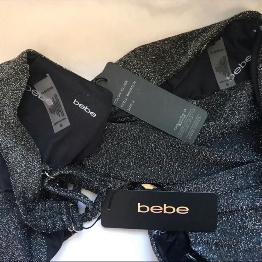 Bebe bikini swimsuit metallic shimmer NWT